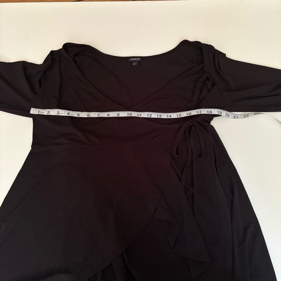 Torrid Elegant Wrap Style Black Blouse - Picture 3 of 8